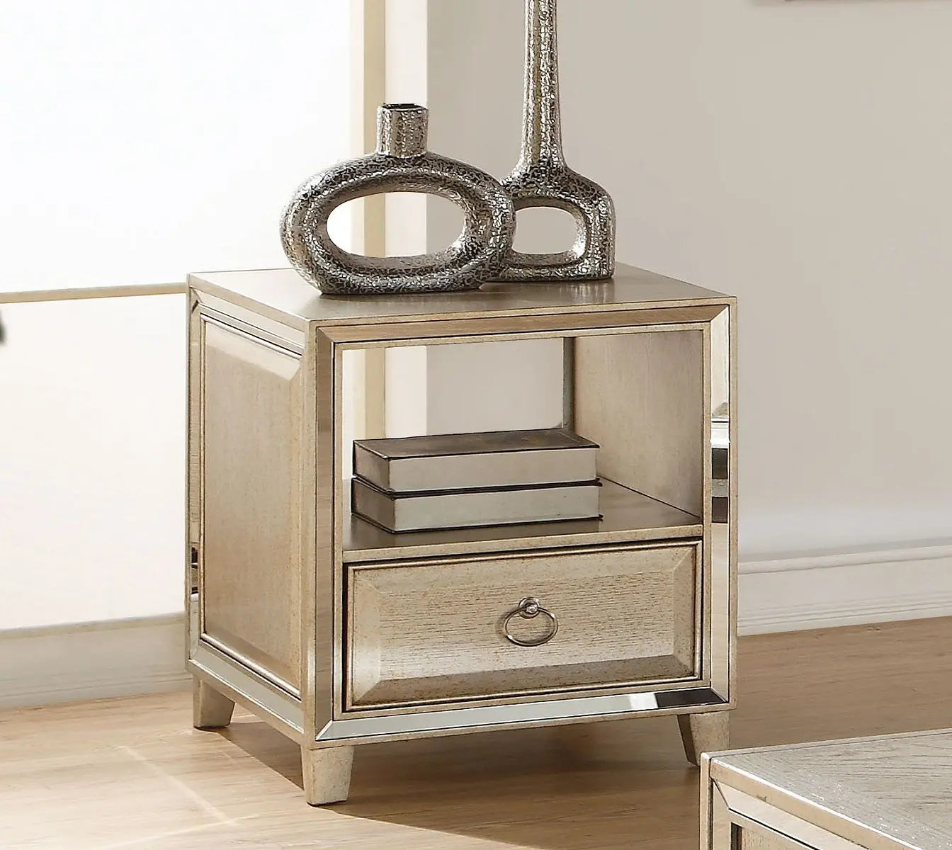 Acme Voeville End Table in Antique Gold 81202 ACME East