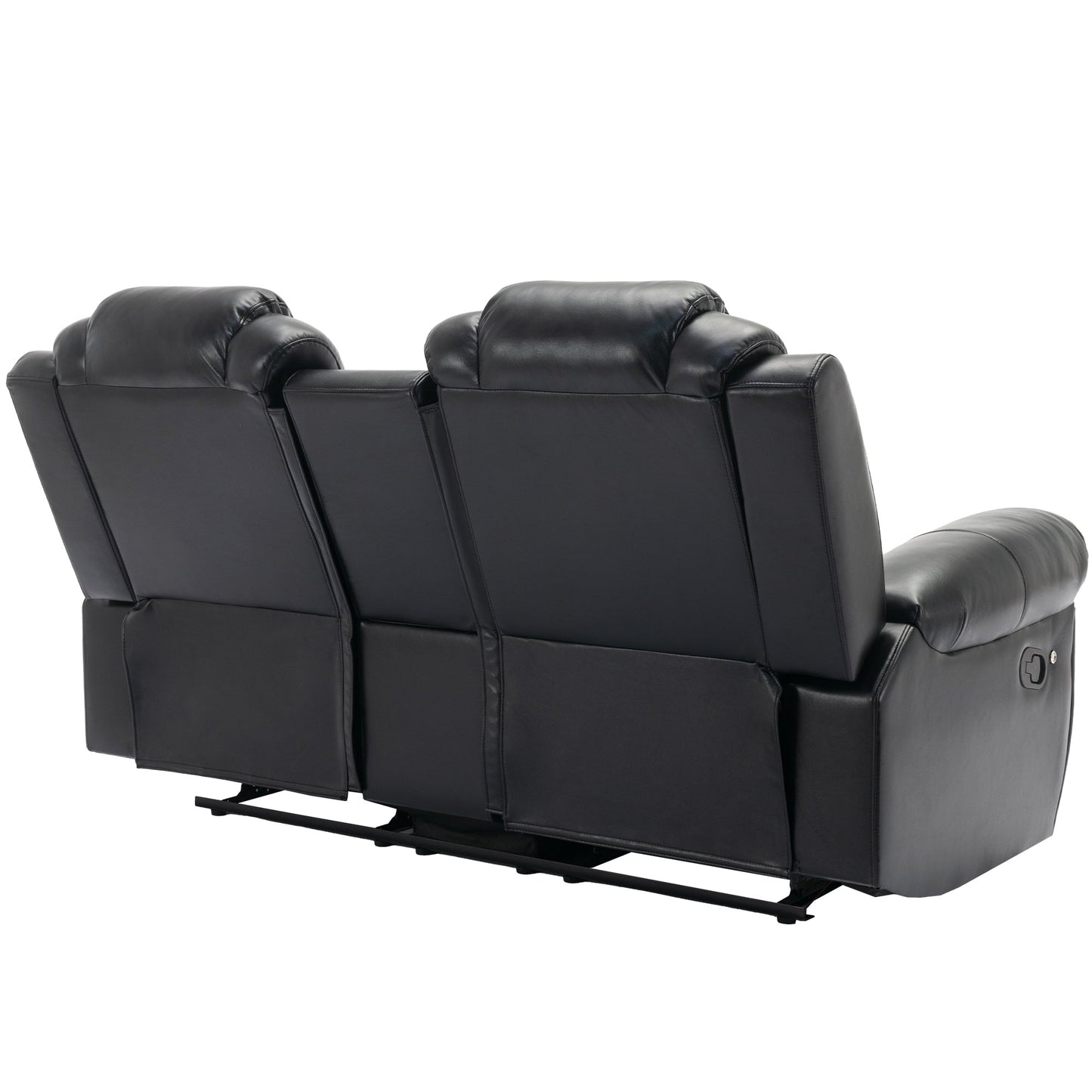 3 Pieces Recliner Sofa Sets Home Theater Seating Manual Recliner Chair with Center Console and LED Light Strip for Living Room, Black (FREE SHIPPING) House to Home Furnishings LLC