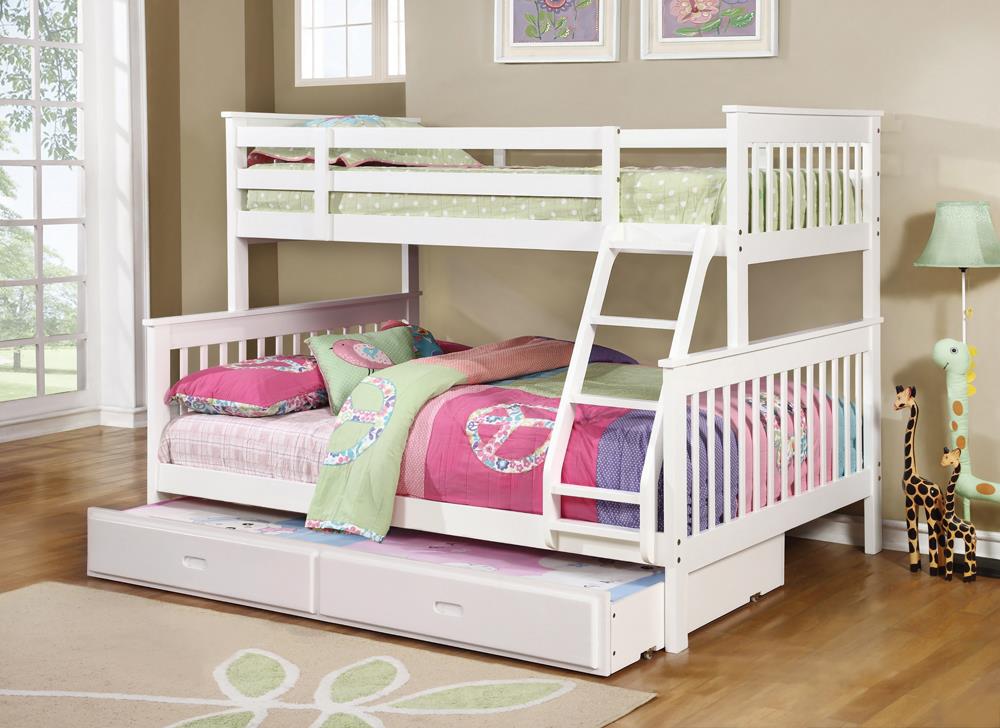Chapman Transitional White Twin-over-Full Bunk Bed Coaster Z2 Premium