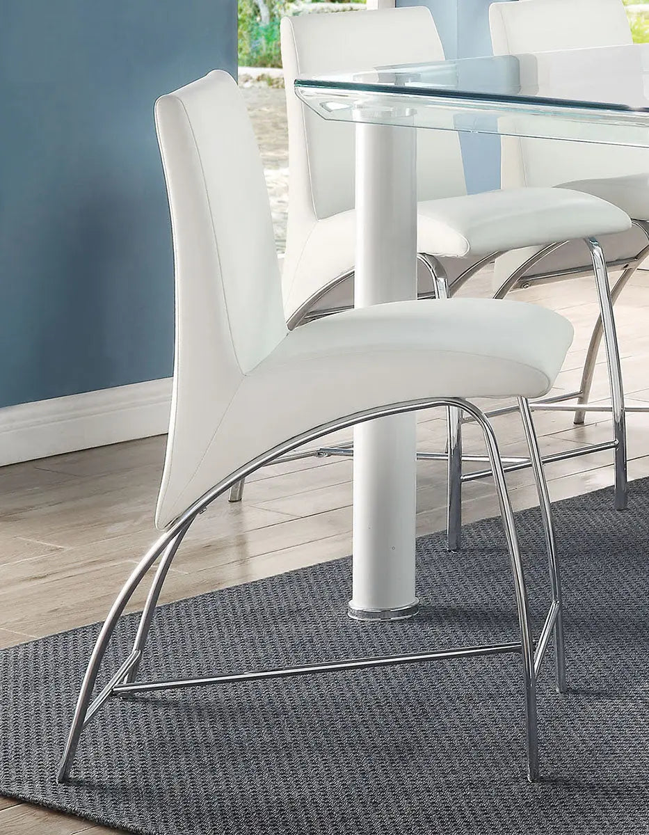 Acme Furniture Gordie Counter Height Chair in White/Chrome (Set of 2) 70253 ACME East