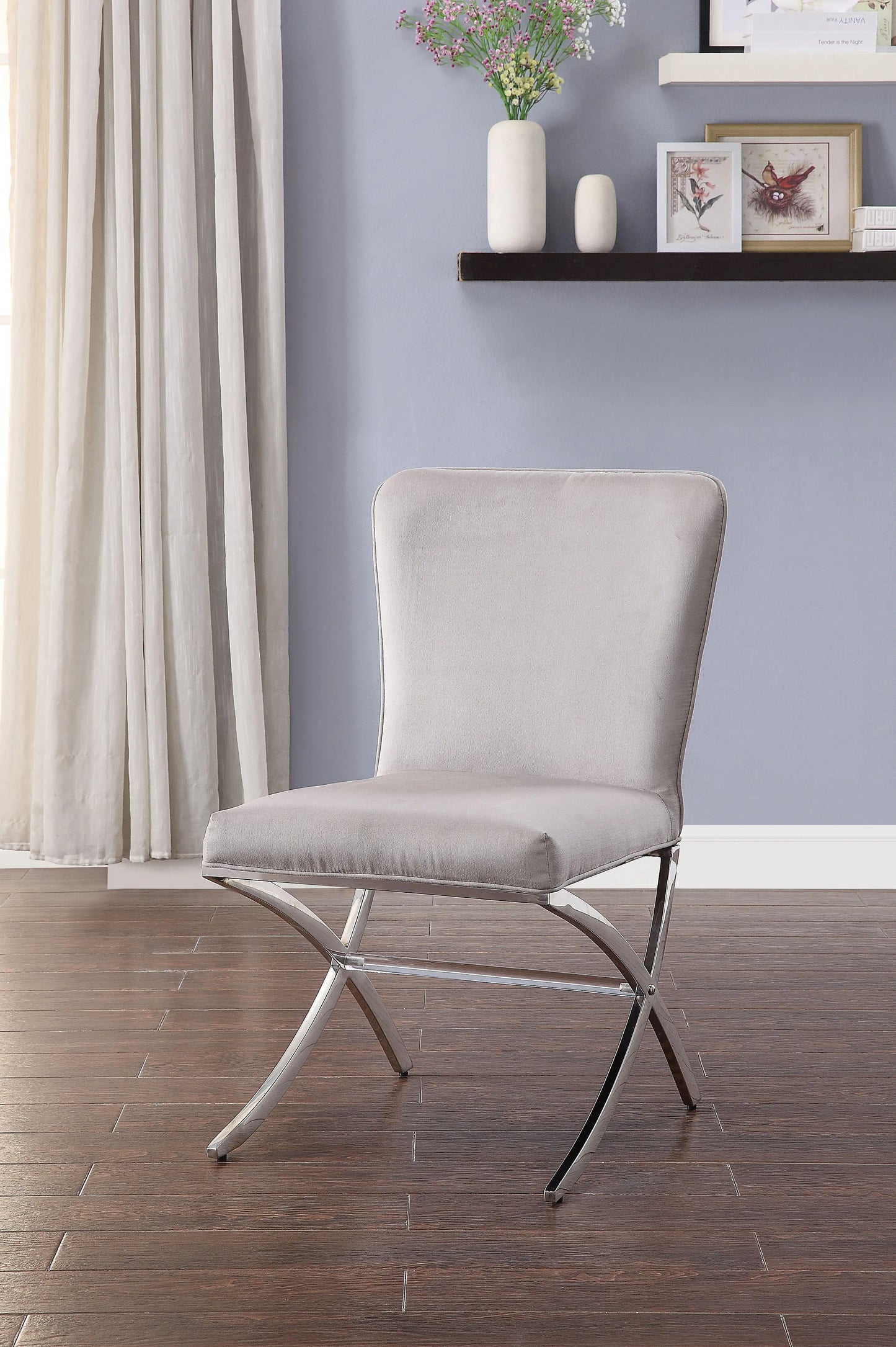 Daire Velvet & Chrome Side Chair ACME East