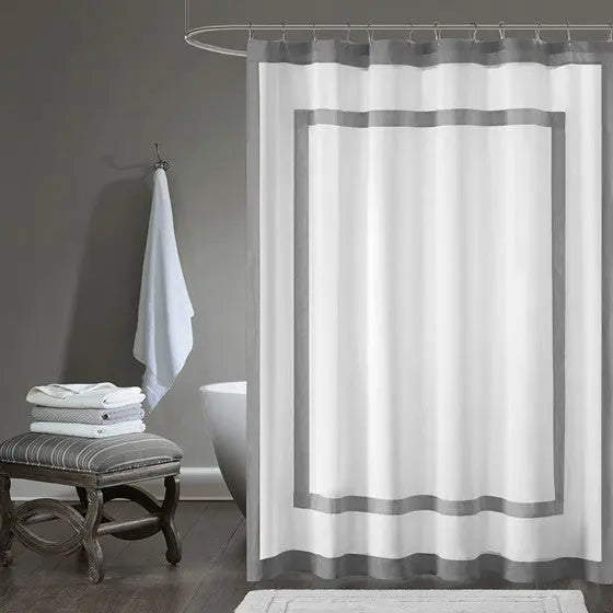 Cotton Shower Curtain Grey Olliix.com