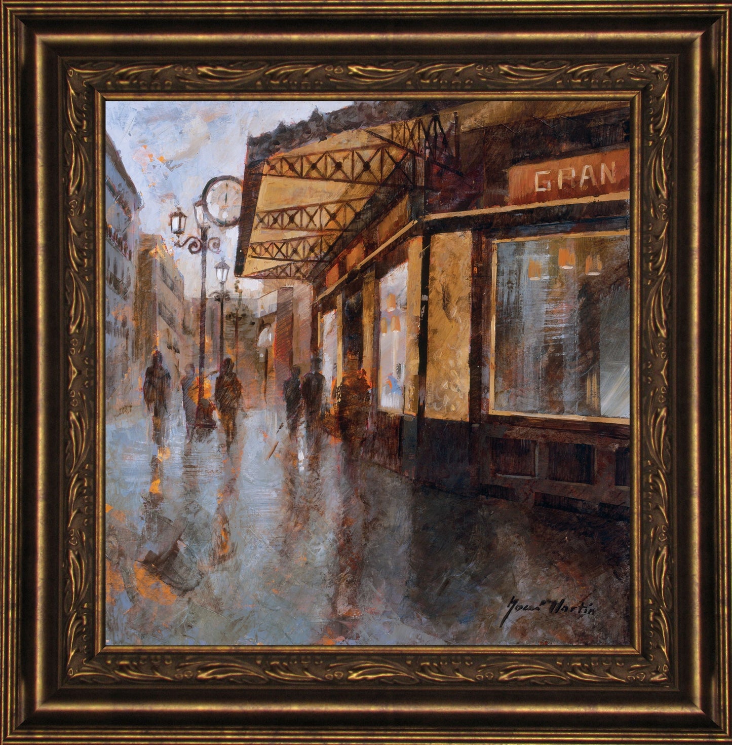 Gran Cafe By Noemi Martin - Framed Print Wall Art - Light Brown Classy Art