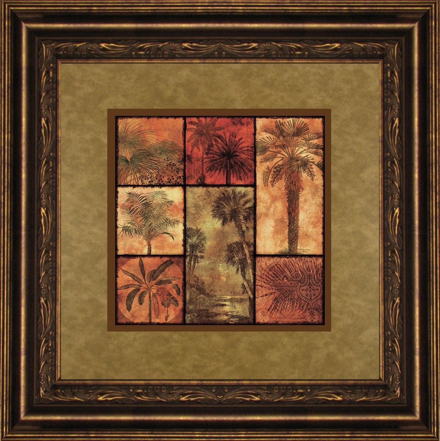 Palm Patchwork I By Studio Voltaire - Framed Print Wall Art - Green Classy Art