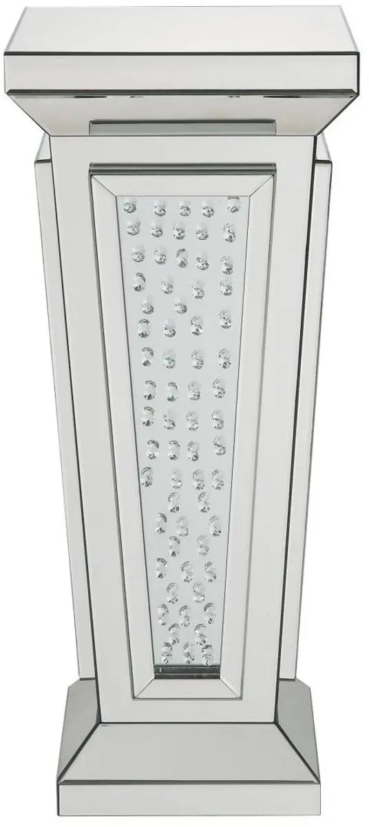 Acme Furniture Nysa Pedestal Stand in Mirrored & Faux Crystals 80392 ACME East