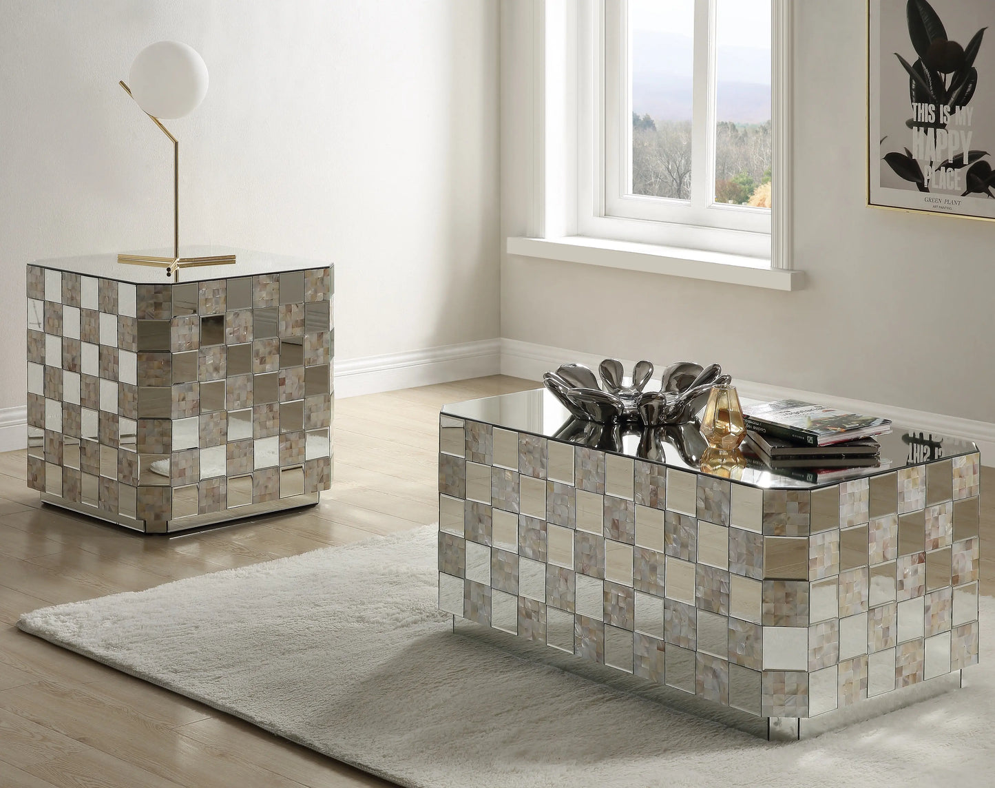 Nasa Mirrored & Mother of Pearl Coffee Table ACME East