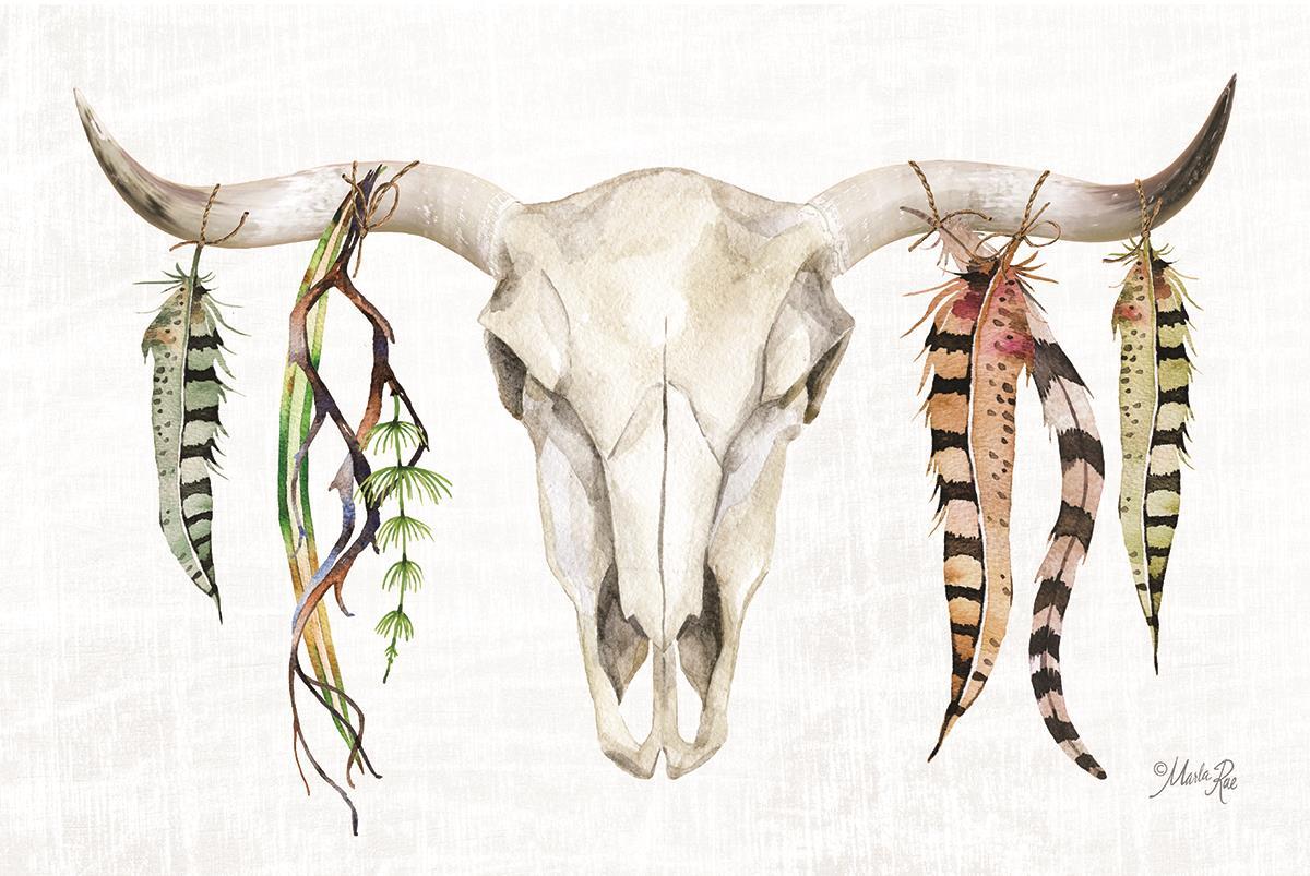 Framed - Tribal Skull II By Marla Rae - White Classy Art