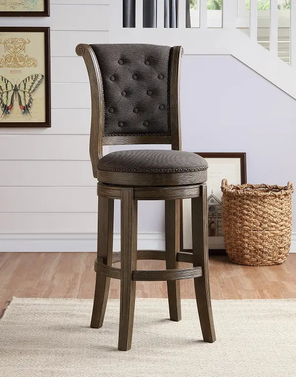 Glison Charcoal Fabric & Walnut Counter Height Chair (1Pc) ACME East