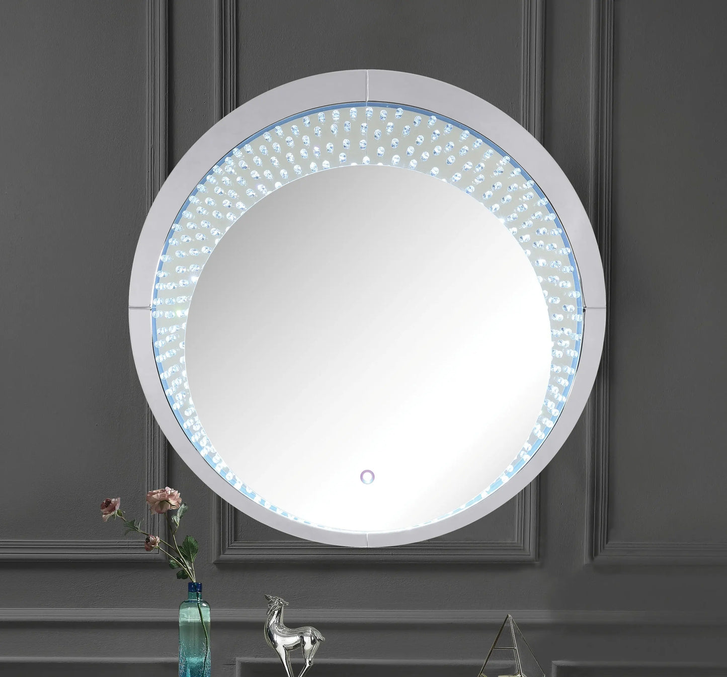 Nysa Mirrored & Faux Crystals Wall Decor (LED) ACME East