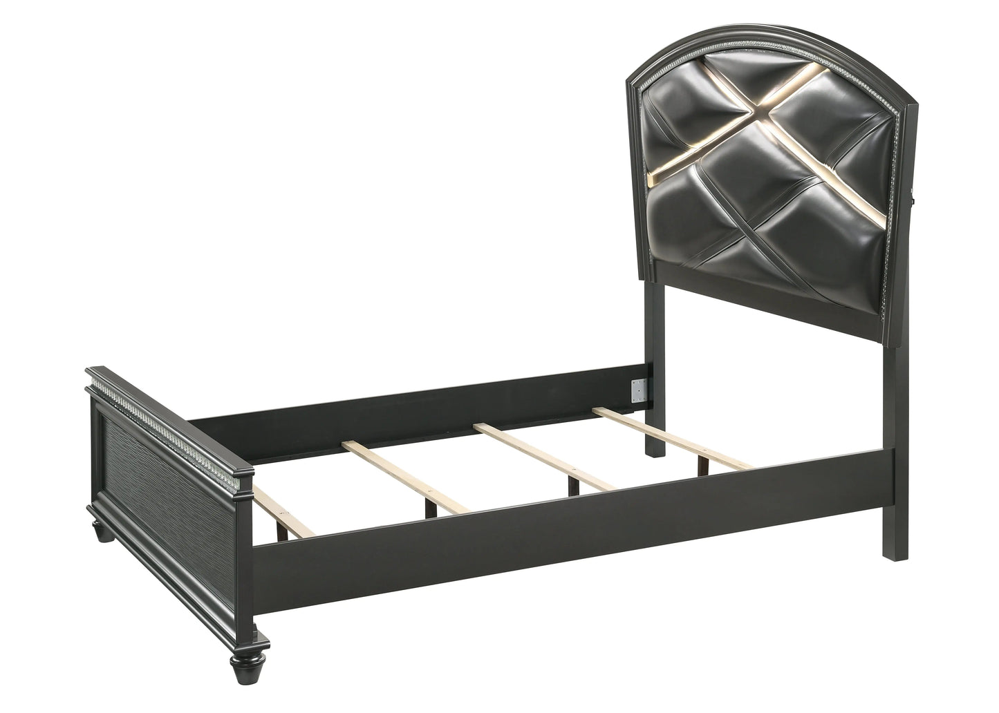 Adira Gray LED Upholstered Panel Bedroom Set Crown Mark