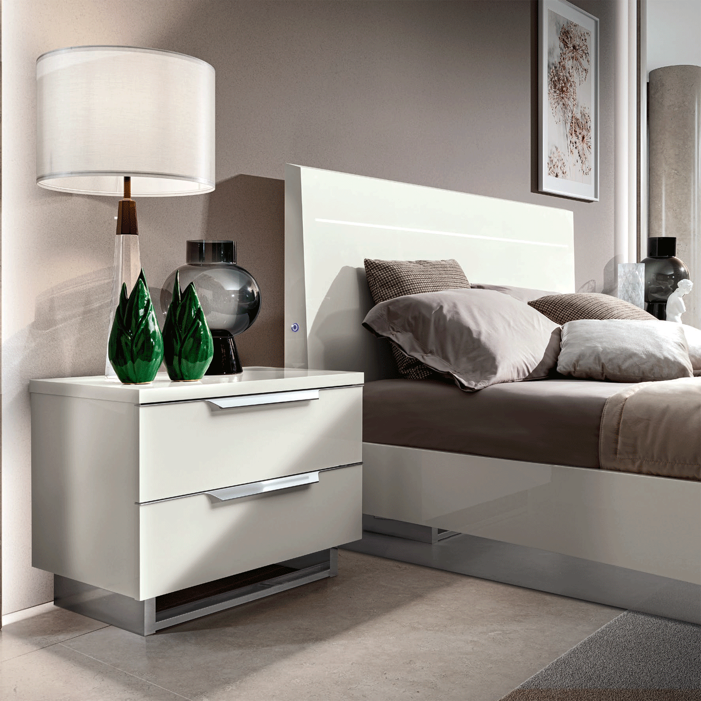 ESF Furniture - Kimera 5 Piece King Size Bedroom Set in White Glossy - KIMERAKS-5SET ESF Furniture