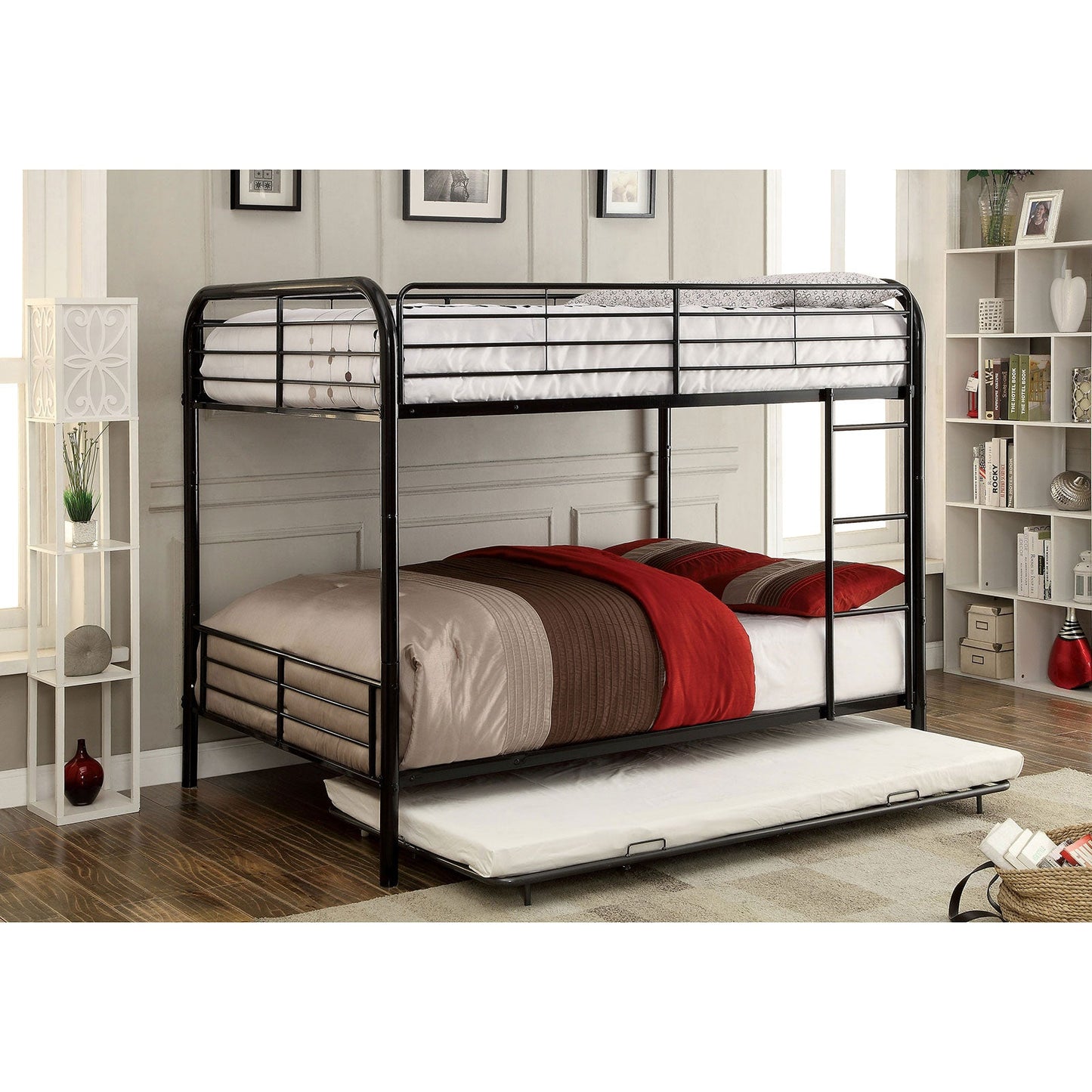 BROCKET Black Metal Full/Full Bunk Bed FOA East