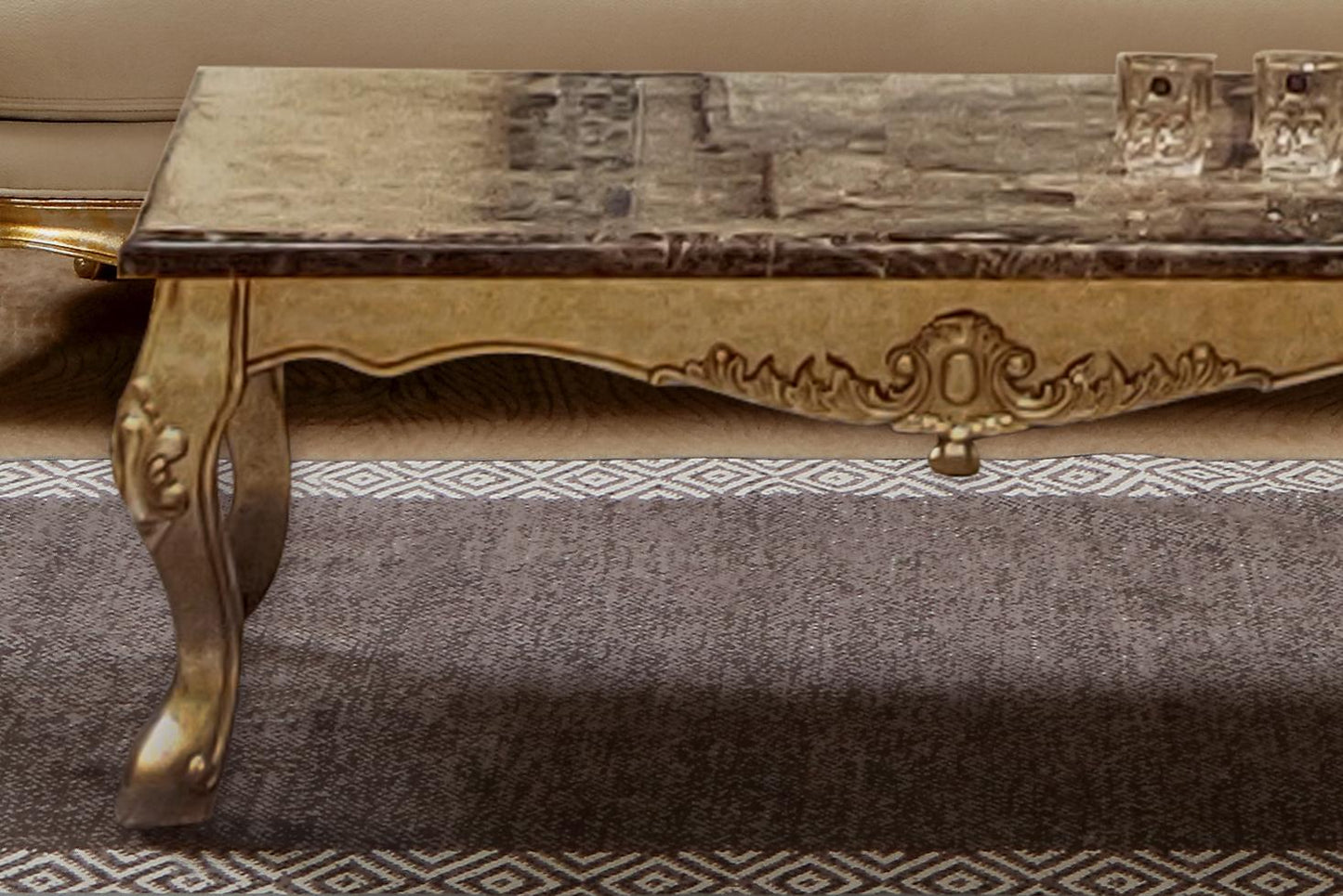 Majestic Transitional Style Coffee Table in Gold finish Wood Cosmos Furniture