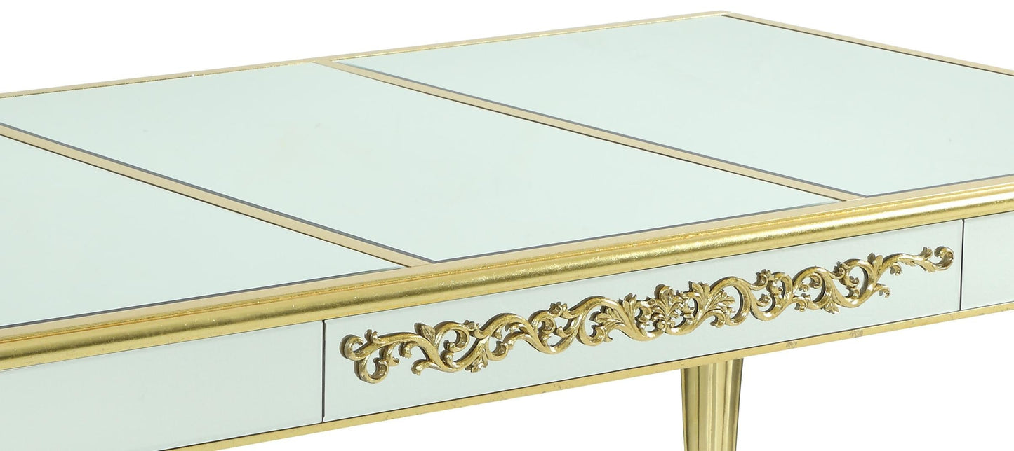 Queen Gold Modern Style Dining Table in Gold finish Wood Cosmos Furniture
