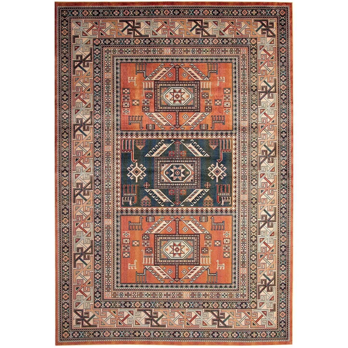 Mortsel Orange/Multi 5'3" X 7'6" Area Rug FOA East