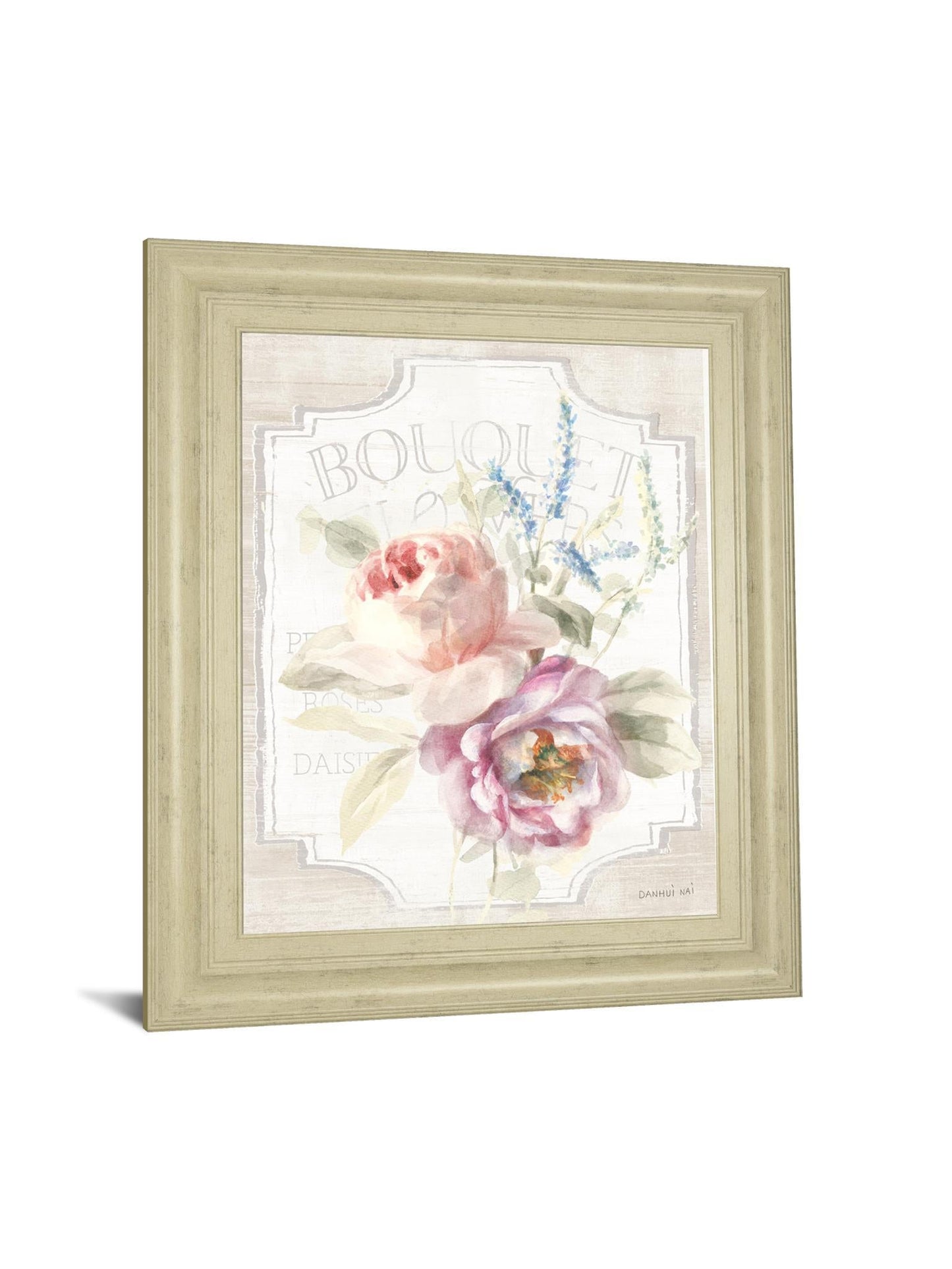 Cottage Garden V On Wood By Danhui Nai - Framed Print Wall Art - White Classy Art