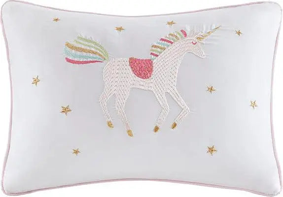 Alicia Twin Rainbow with Metallic Printed Stars Reversible Coverlet Set Pink Olliix.com