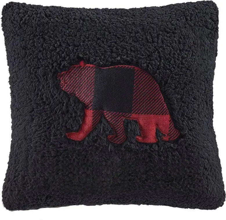 Alton Plush to Sherpa Down Alternative Comforter Set Red & Black Buffalo Check King Olliix.com