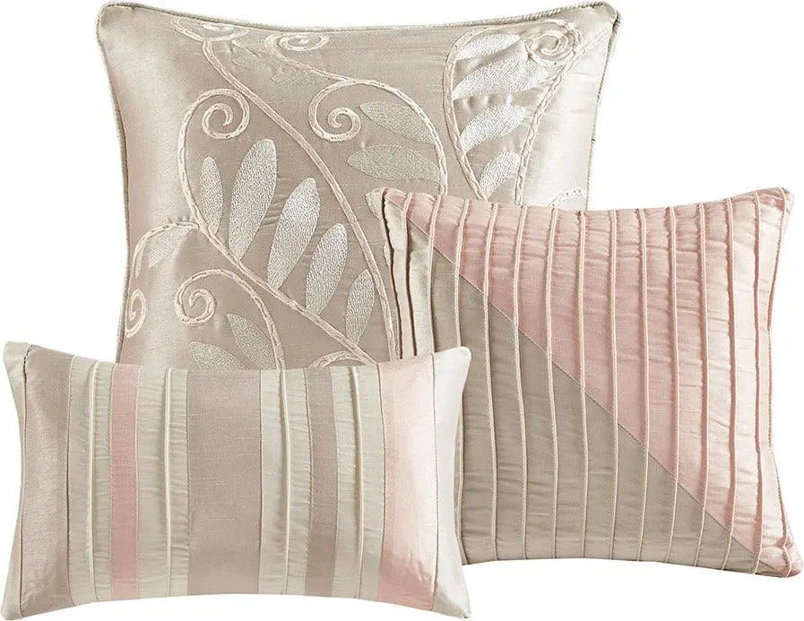 Amherst Transitional 7 Piece Comforter Set Blush | Taupe King Olliix.com