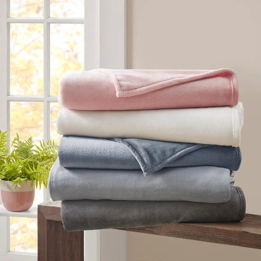 Antimicrobial Casual Plush Blanket King Blush Olliix.com