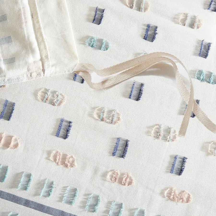 Auden Modern 5 Piece Cotton Jacquard Duvet Cover Set King/Cal King Aqua Olliix.com