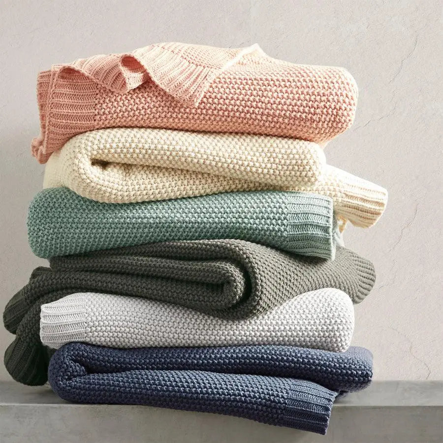 Bree Mid-Century Knit Throw 50x60" Aqua Olliix.com