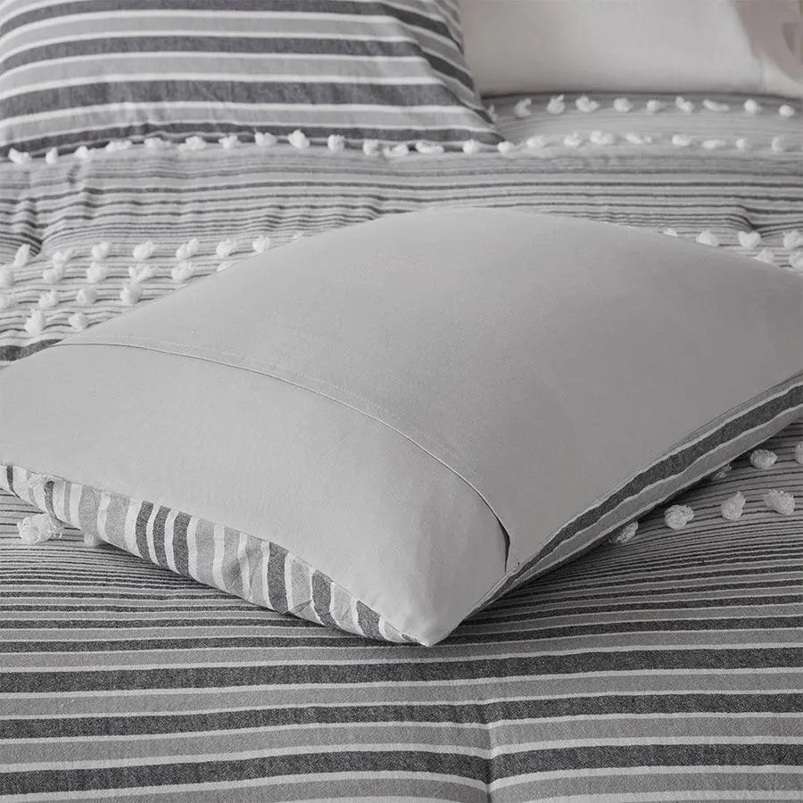Calum Cotton Jacquard Comforter Set Gray King/Cal King Olliix.com