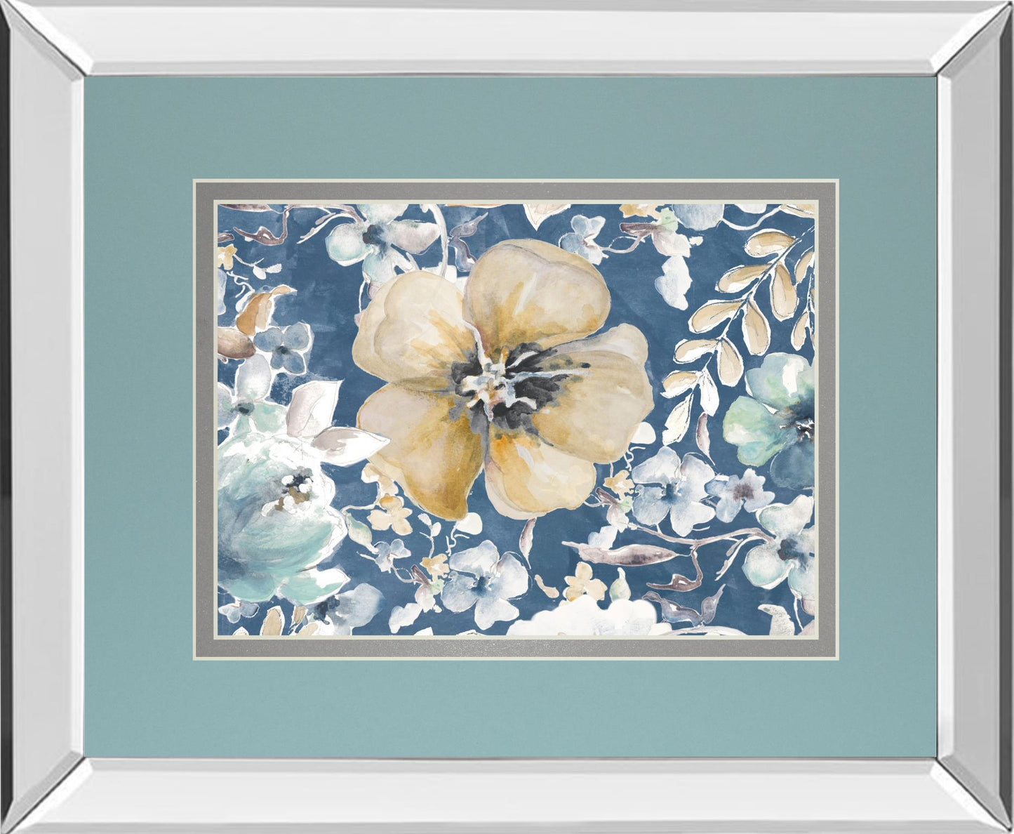 Indigo Beautiful I Mirror Framed By PatriciaPinto - Light Blue Classy Art