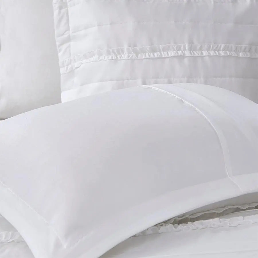 Celeste Shabby Chic 4 Piece 2-in-1 Duvet Set King/Cal King White Olliix.com