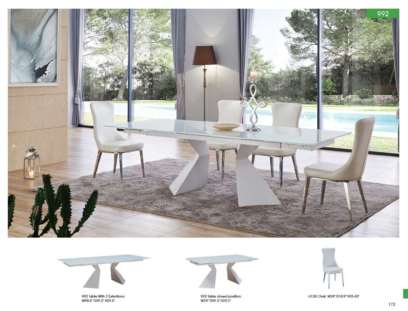 ESF Furniture - Modern 5 Piece Extandable Dining Room Set - 992DININGTABLE-5SET ESF Furniture