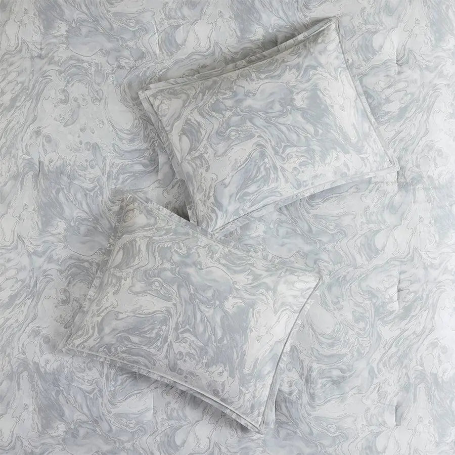 Emory 7 Piece Cotton Sateen Comforter Set Gray Queen Olliix.com