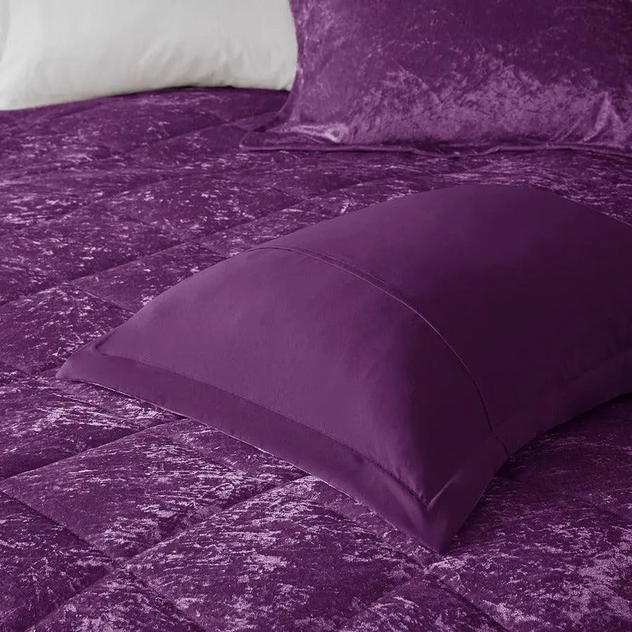 Felicia King/California King Velvet Duvet Cover Set Purple Olliix.com