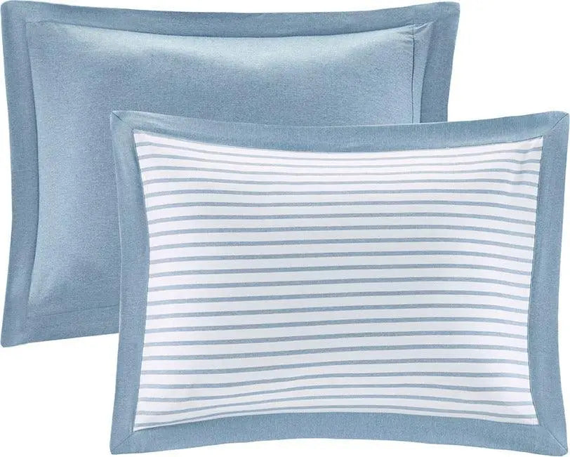 Hayden Reversible Yarn Dyed Stripe Duvet Cover Set King Blue Olliix.com