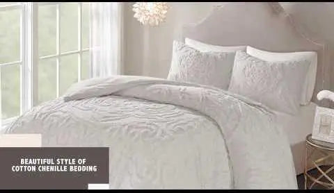 Laetitia Global Inspired Tufted Cotton Chenille Medallion Duvet Cover Set King/Cal King Gray Olliix.com