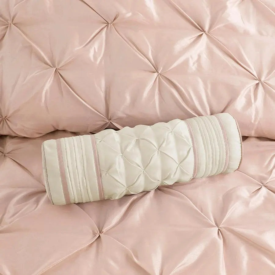 Laurel 7 Piece Tufted Comforter Set Blush Queen Olliix.com