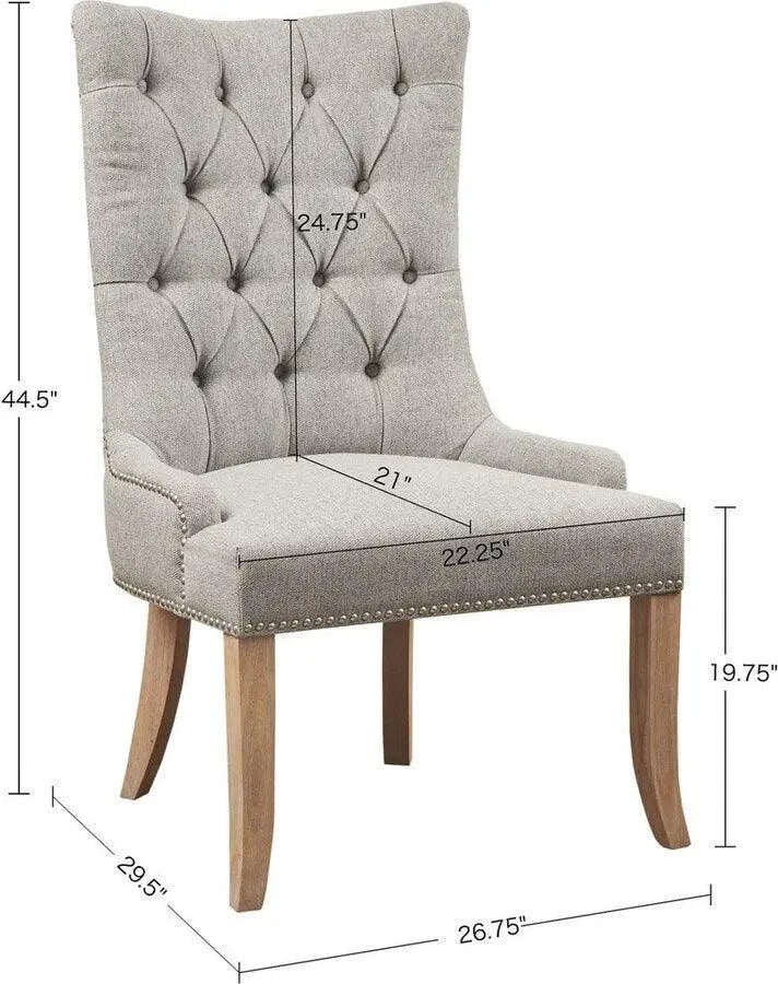 Lucas Button Tufted Captain Accent Chair Light Gray Olliix.com