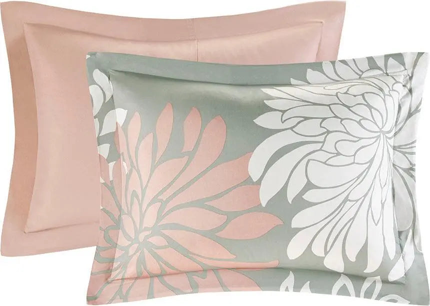 Maible Complete Comforter and Cotton Sheet Set Blush & Gray Queen Olliix.com