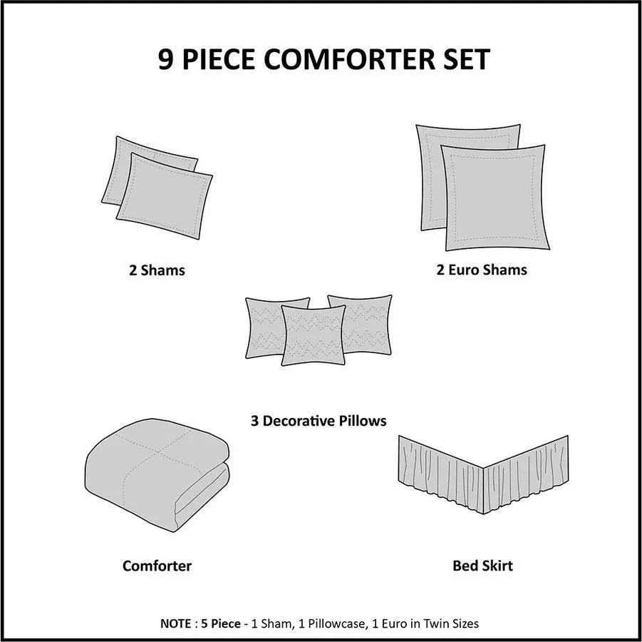 Mindy California King 9 Piece Cotton Cottage & Country Percale Comforter Set Seafoam Olliix.com