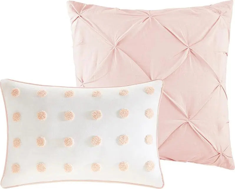 Myla Full/Queen 7 Piece Cotton Jacquard Comforter Set Blush Olliix.com