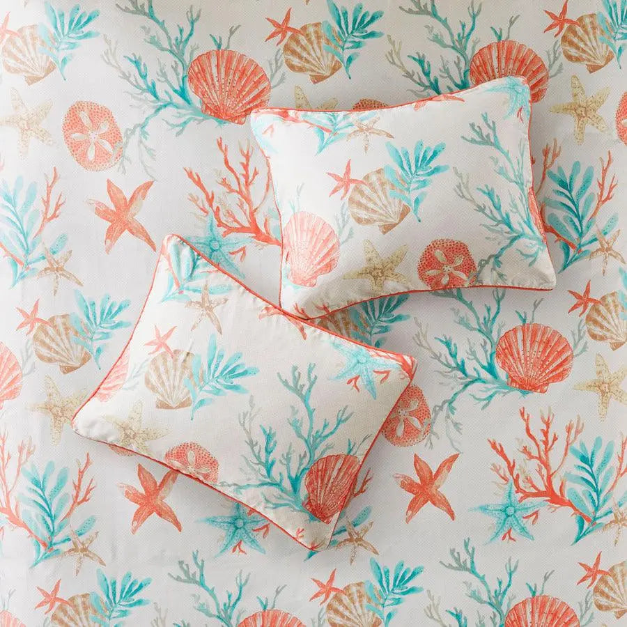 Pebble Coastal| Beach 6 Piece Duvet Cover Set King/Cal King Coral Olliix.com