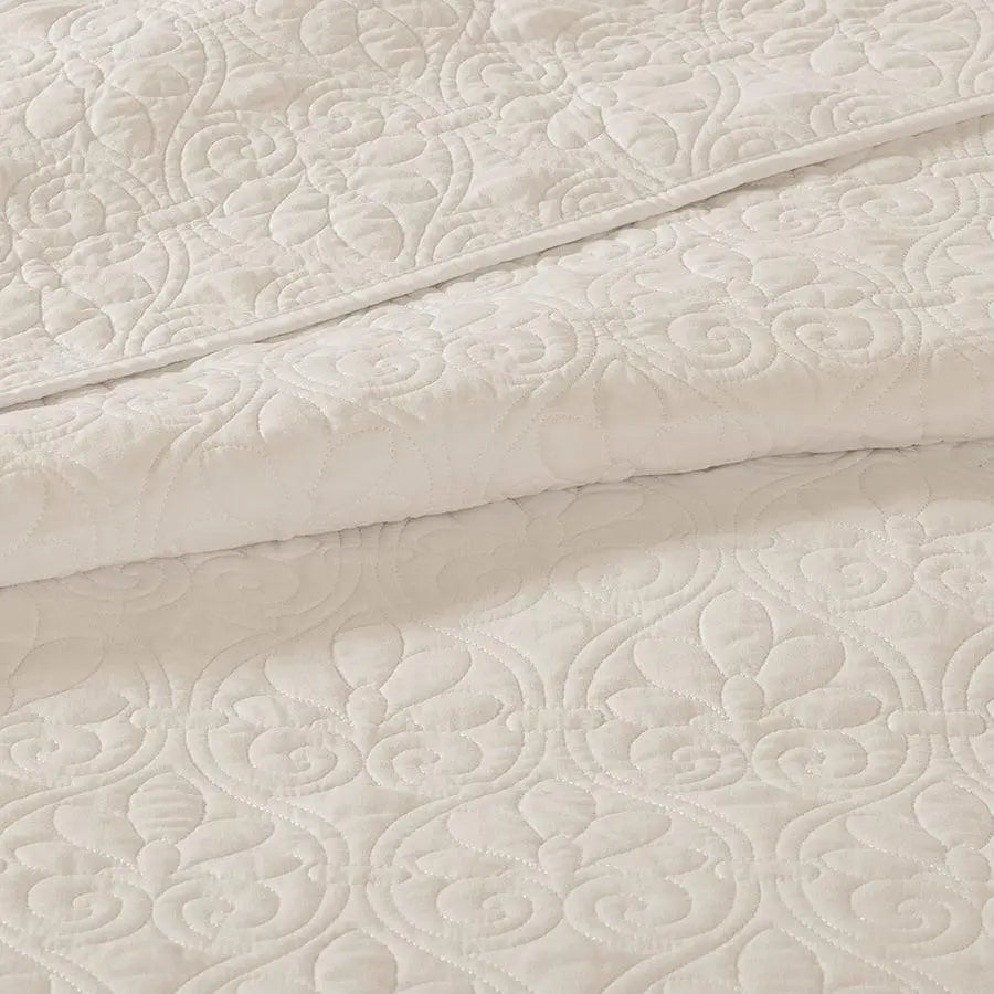Quebec King Reversible Bedspread Set Cream Olliix.com