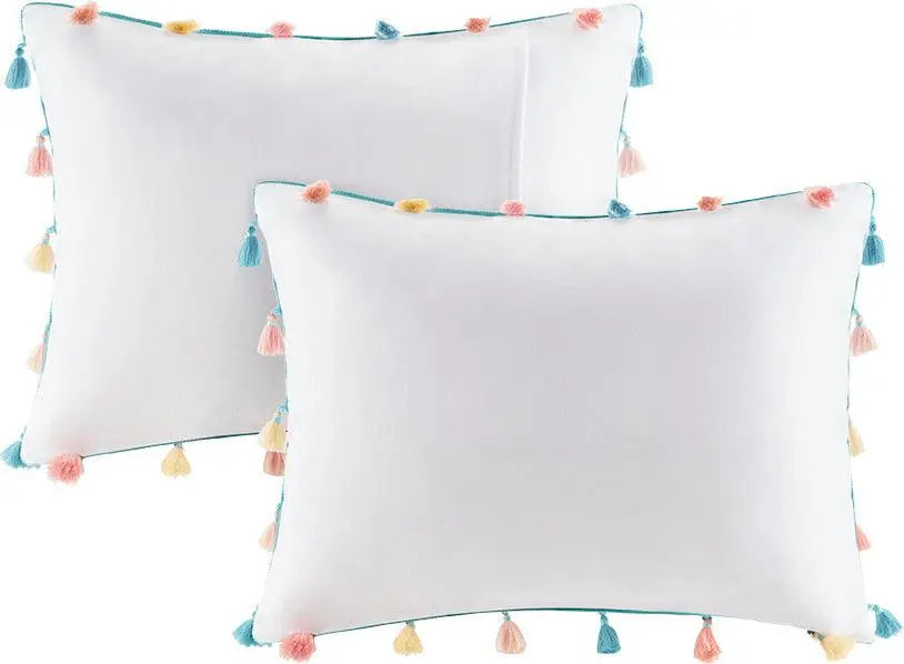 Tessa Twin Tassel Casual Comforter Set White Olliix.com