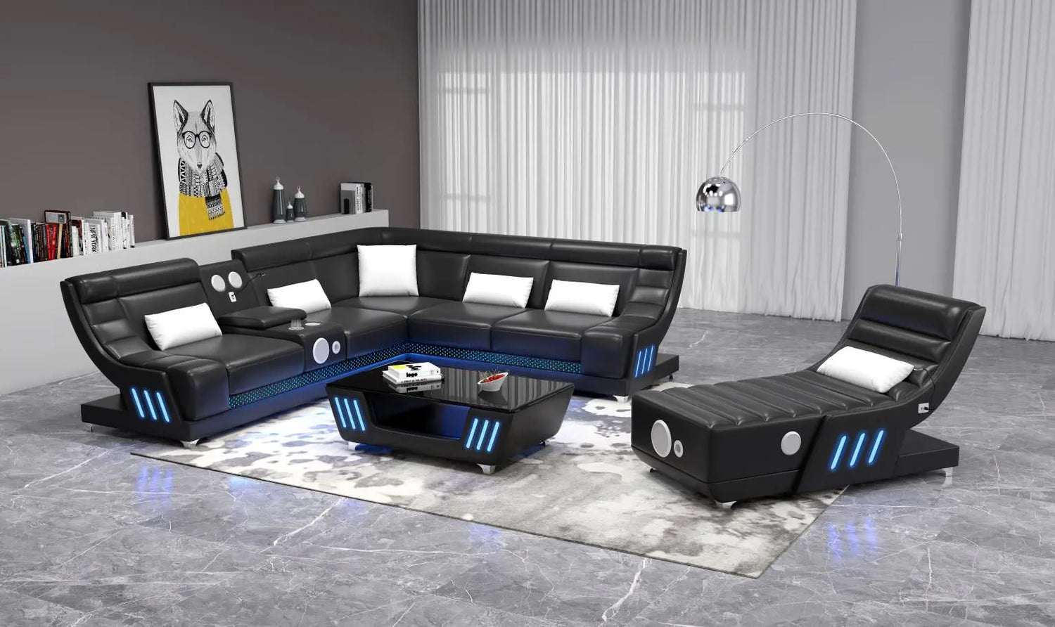 Viscotti-Sectional-Sofa-with-Bluetooth-Speakers-and-LED-Lights House to Home Furnishings LLC