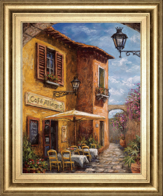 Courtyard Cafe By Surridge, M - Framed Print Wall Art - Light Brown Classy Art