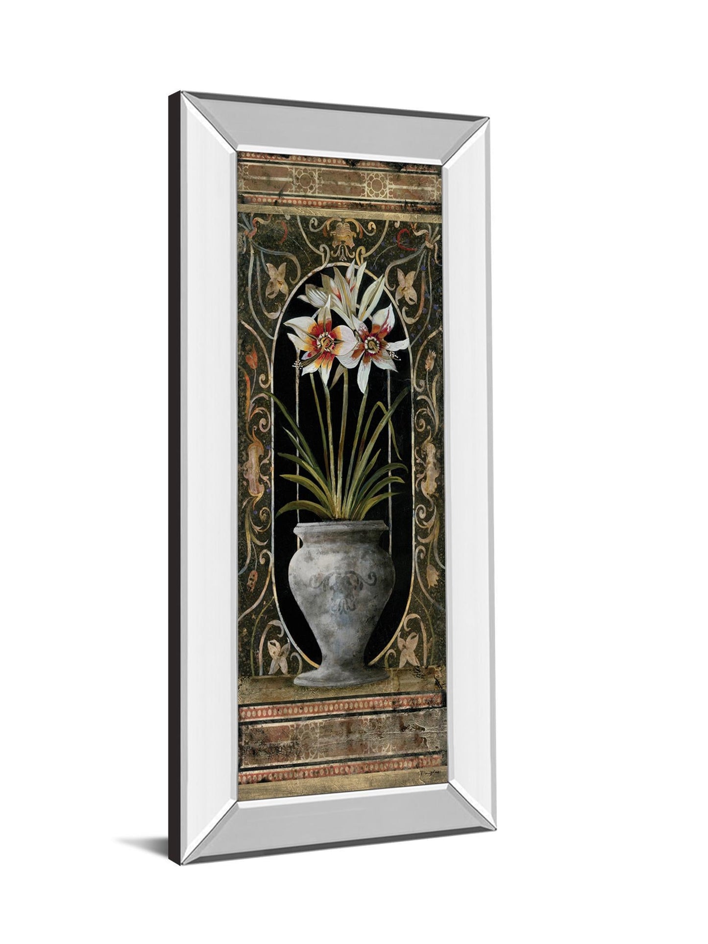 Blanco Botanical Il By Douglas - Mirror Framed Print Wall Art - Gold Classy Art