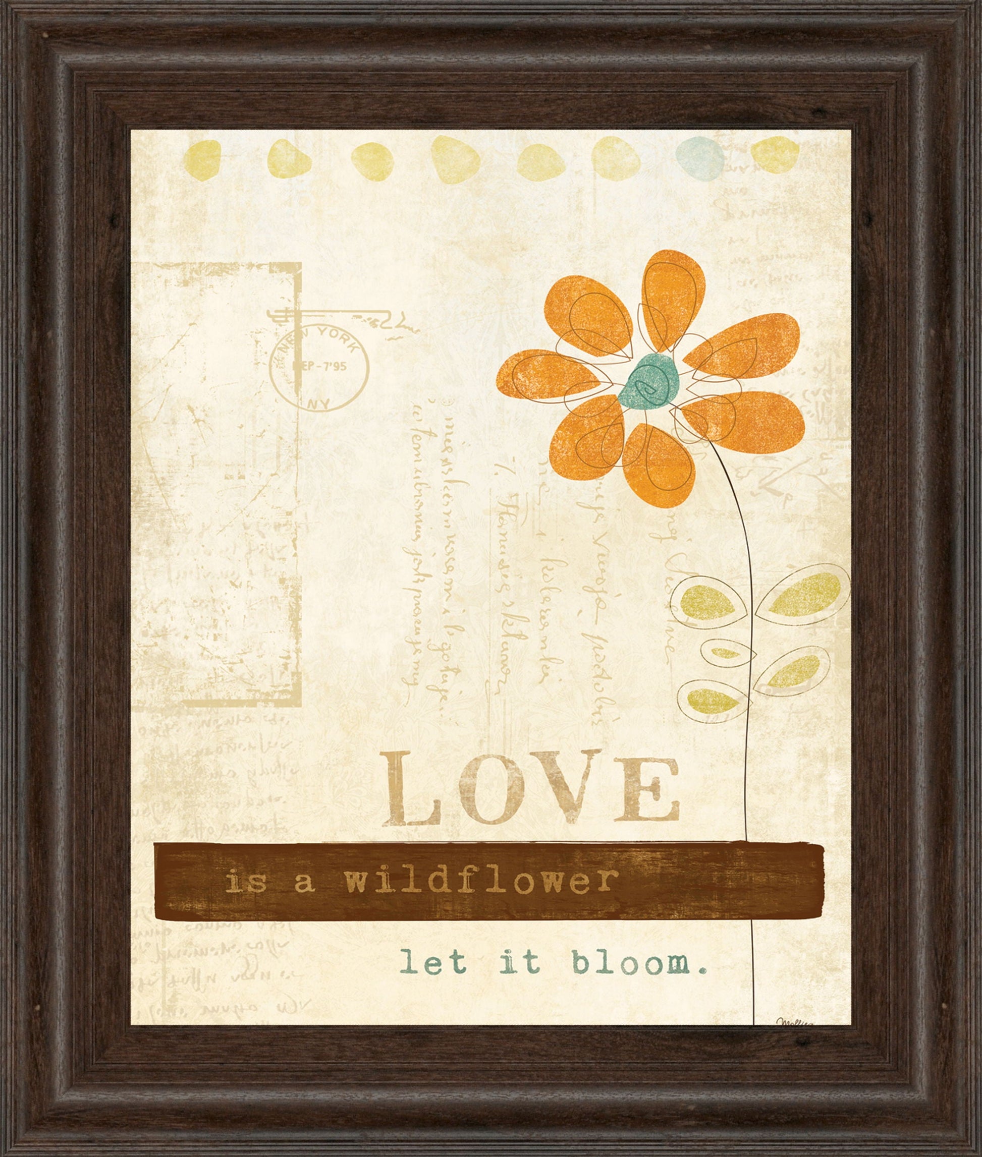 Let Love Bloom By Mollie B - Framed Print Wall Art - Orange Classy Art