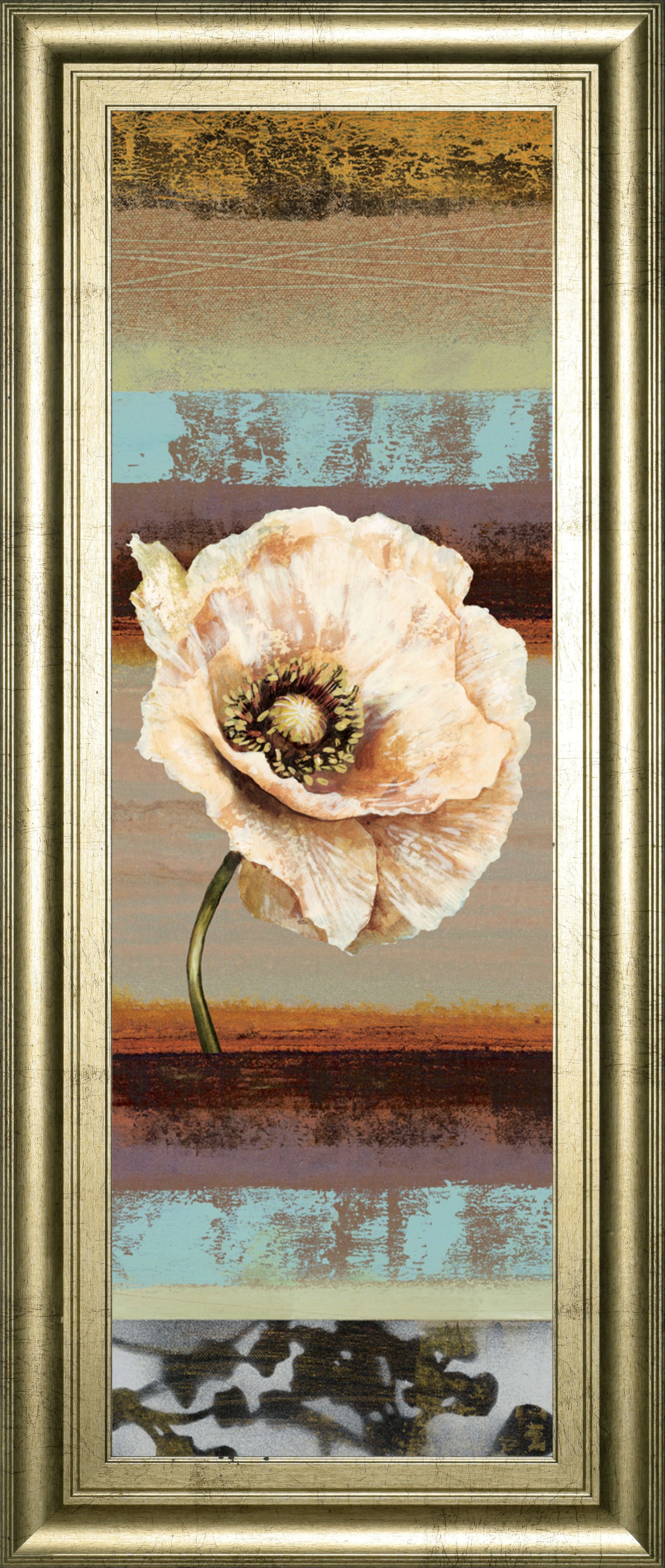 Elemental Poppy Il By Selina Werbelow - Framed Print Wall Art - Blue Classy Art