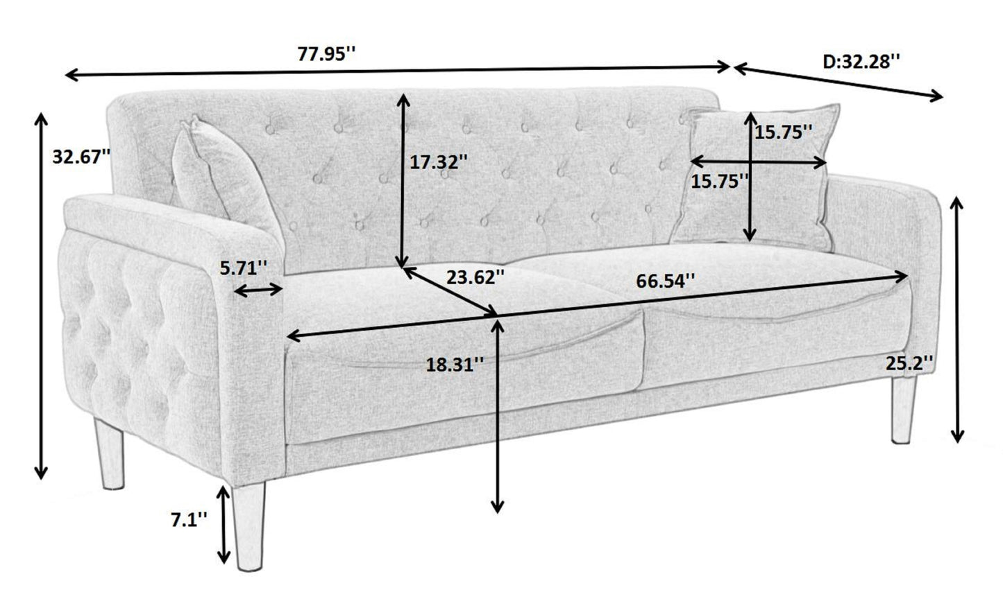 2047 Ivory Tufted Faux Leather Sofa House to Home Furnishings LLC