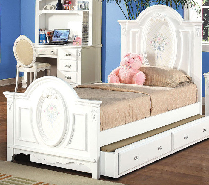 Acme Flora Full Panel Bed in White 01677F ACME East