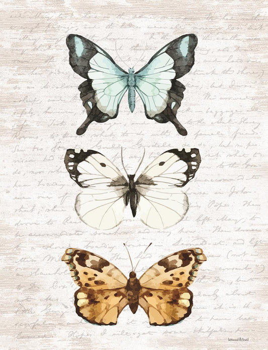 Butterfly Trio By Lettered & Lined - Beige Classy Art